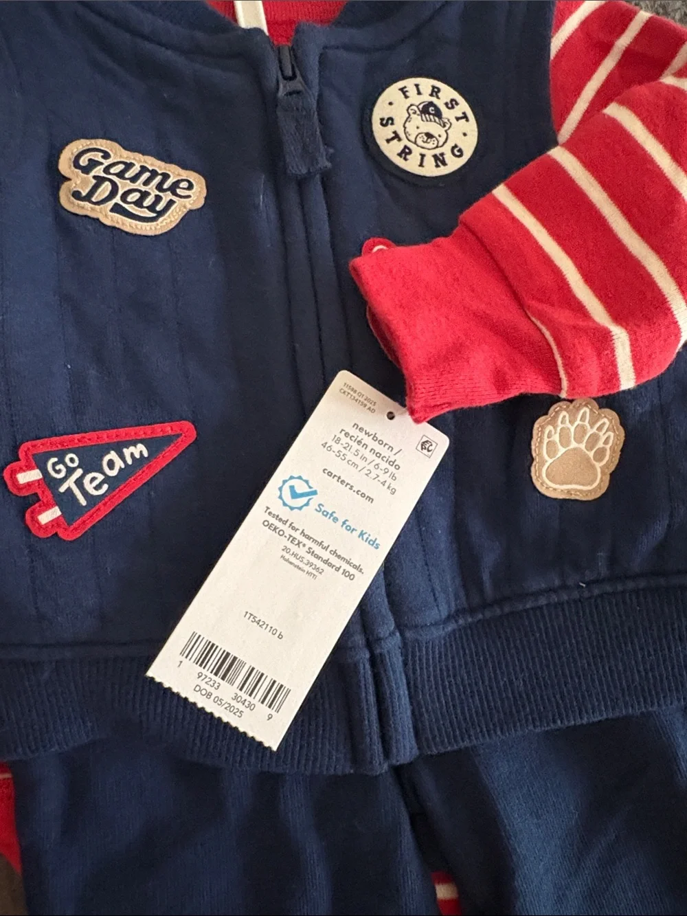 NET Navy & Red Baby Sweatshirt Set with Game Day Patches